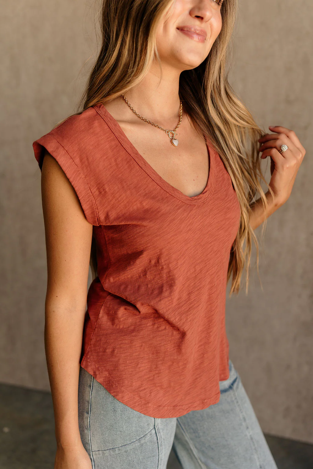 Lydia Rust Short Sleeve Top - Image 2