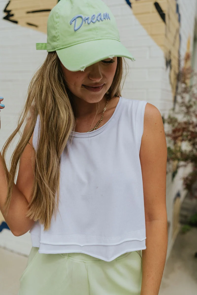 City Life Cropped Tank In White