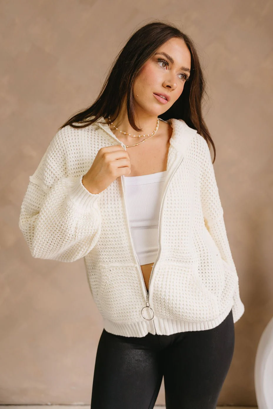 Selah Zip-Up Long Sleeve Knit Sweater - Image 4