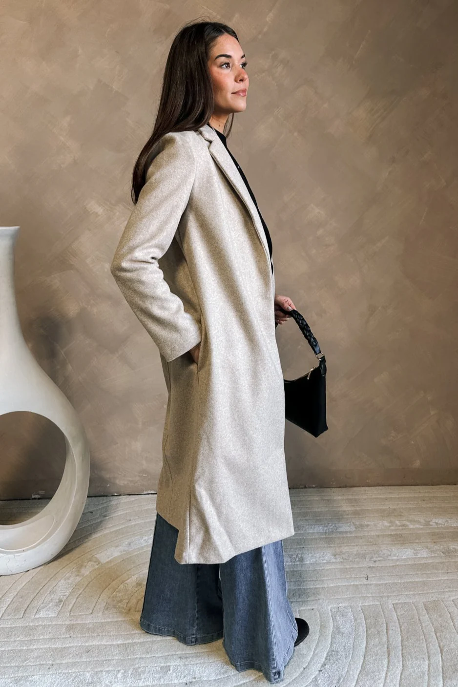Lillian Oatmeal Long Sleeve Coat - Image 5