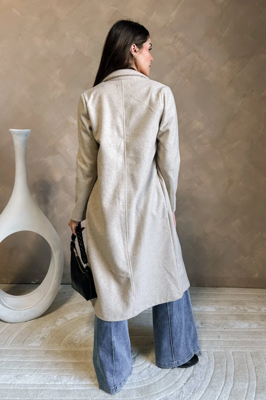 Lillian Oatmeal Long Sleeve Coat - Image 7