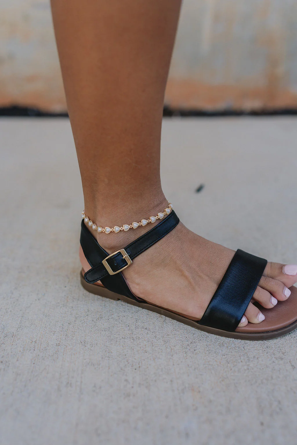 Harmony Gold & Pearl Heart Chain Anklet
