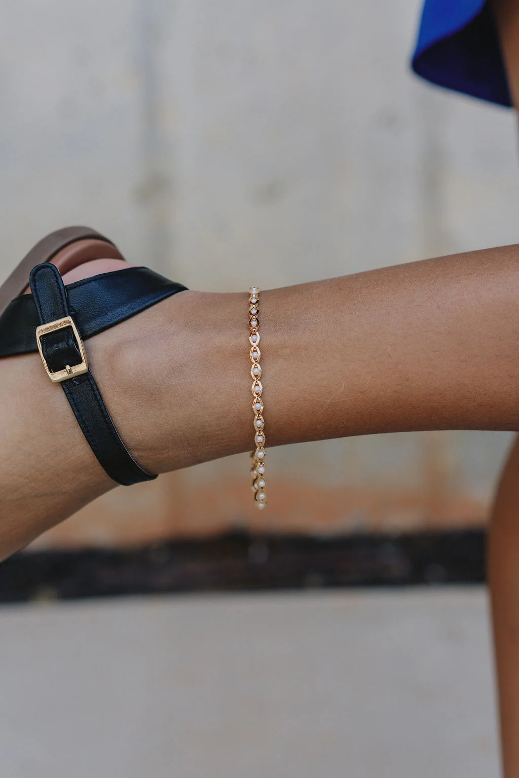 Samara Gold & Pearl Adjustable Chain Anklet