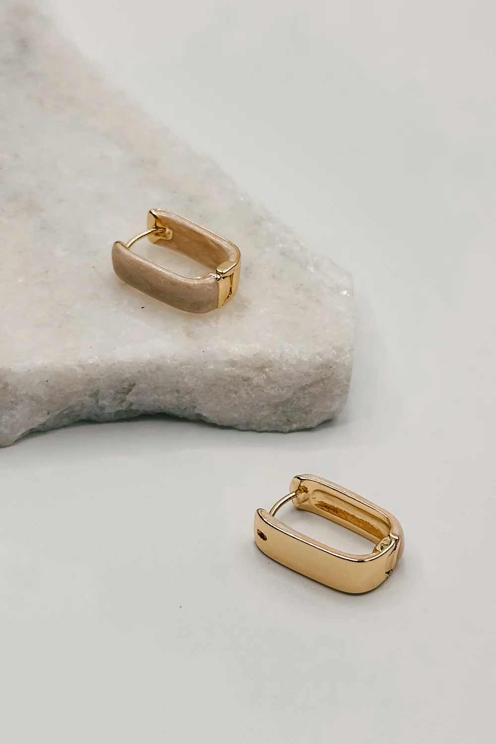 Jasmine Neutral & Gold Dipped Huggie Earring