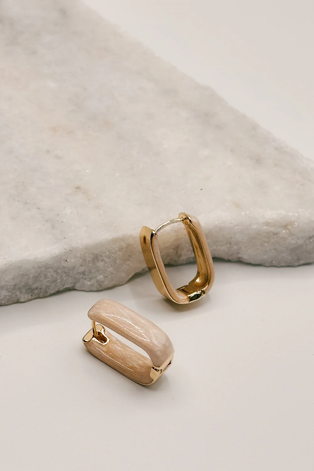 Jasmine Neutral & Gold Dipped Huggie Earring - Image 2
