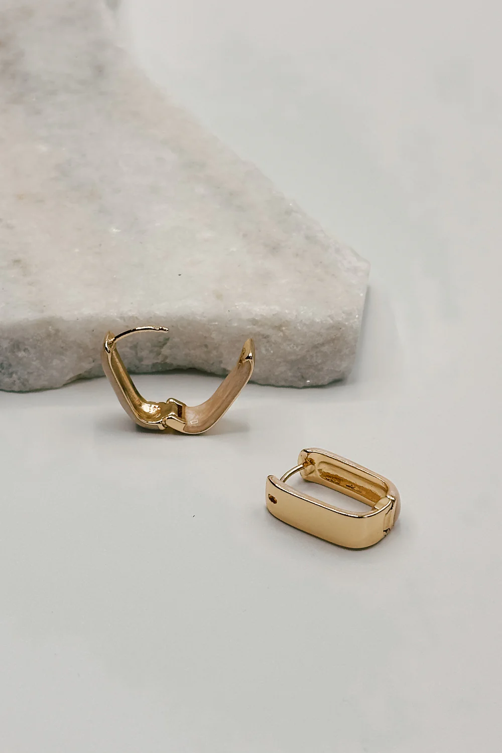 Jasmine Neutral & Gold Dipped Huggie Earring - Image 3