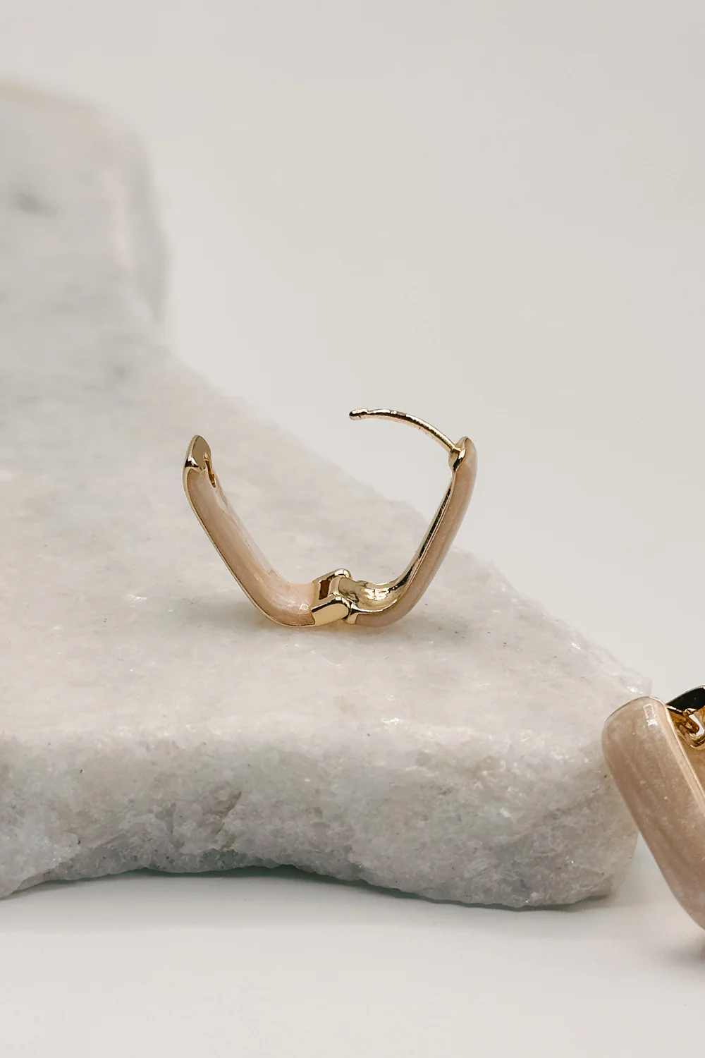 Jasmine Neutral & Gold Dipped Huggie Earring - Image 4