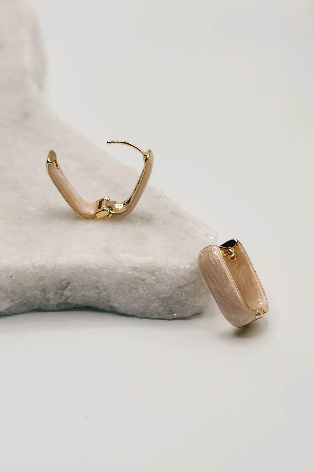 Jasmine Neutral & Gold Dipped Huggie Earring - Image 5