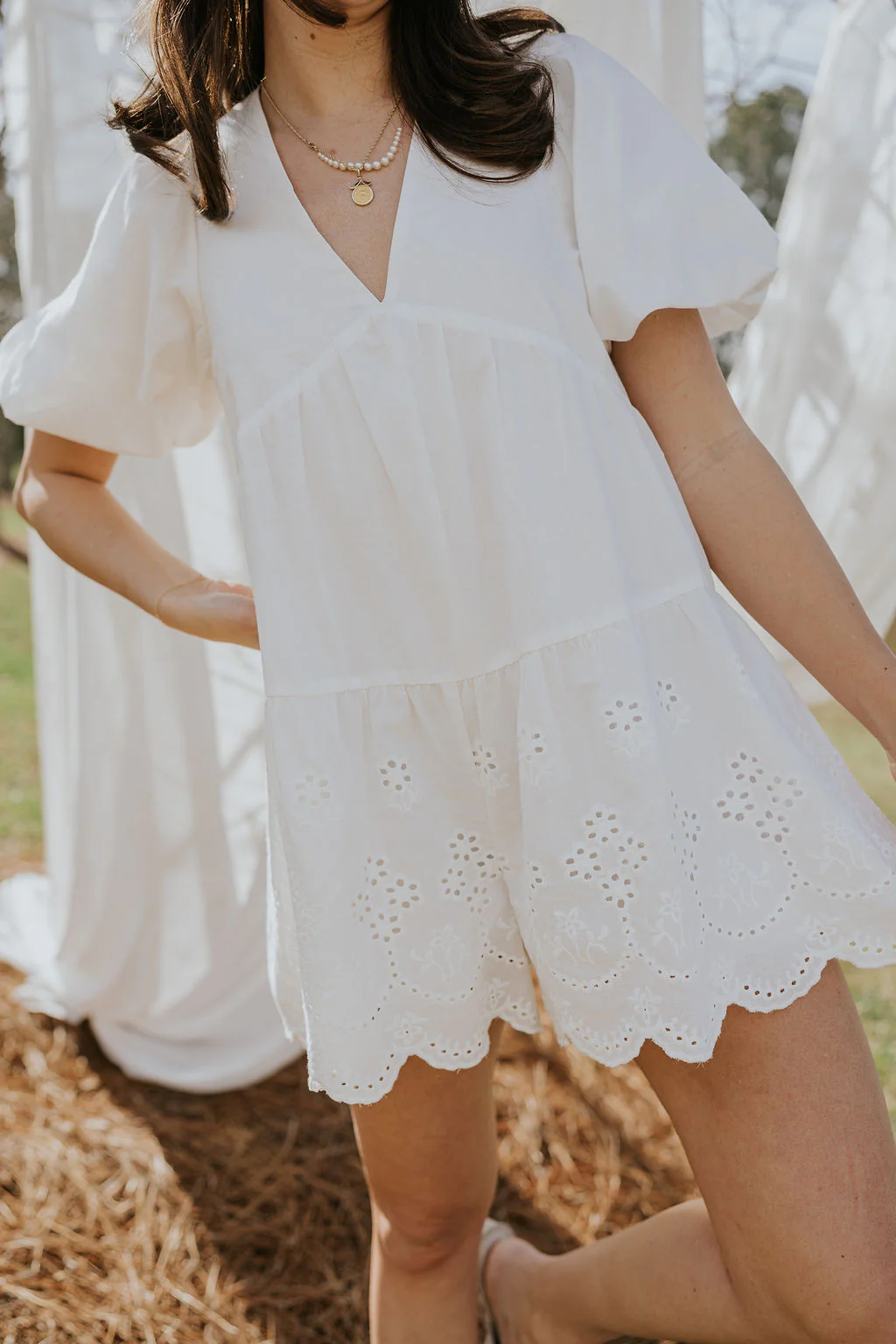 Madeline White Eyelet Romper - Image 2