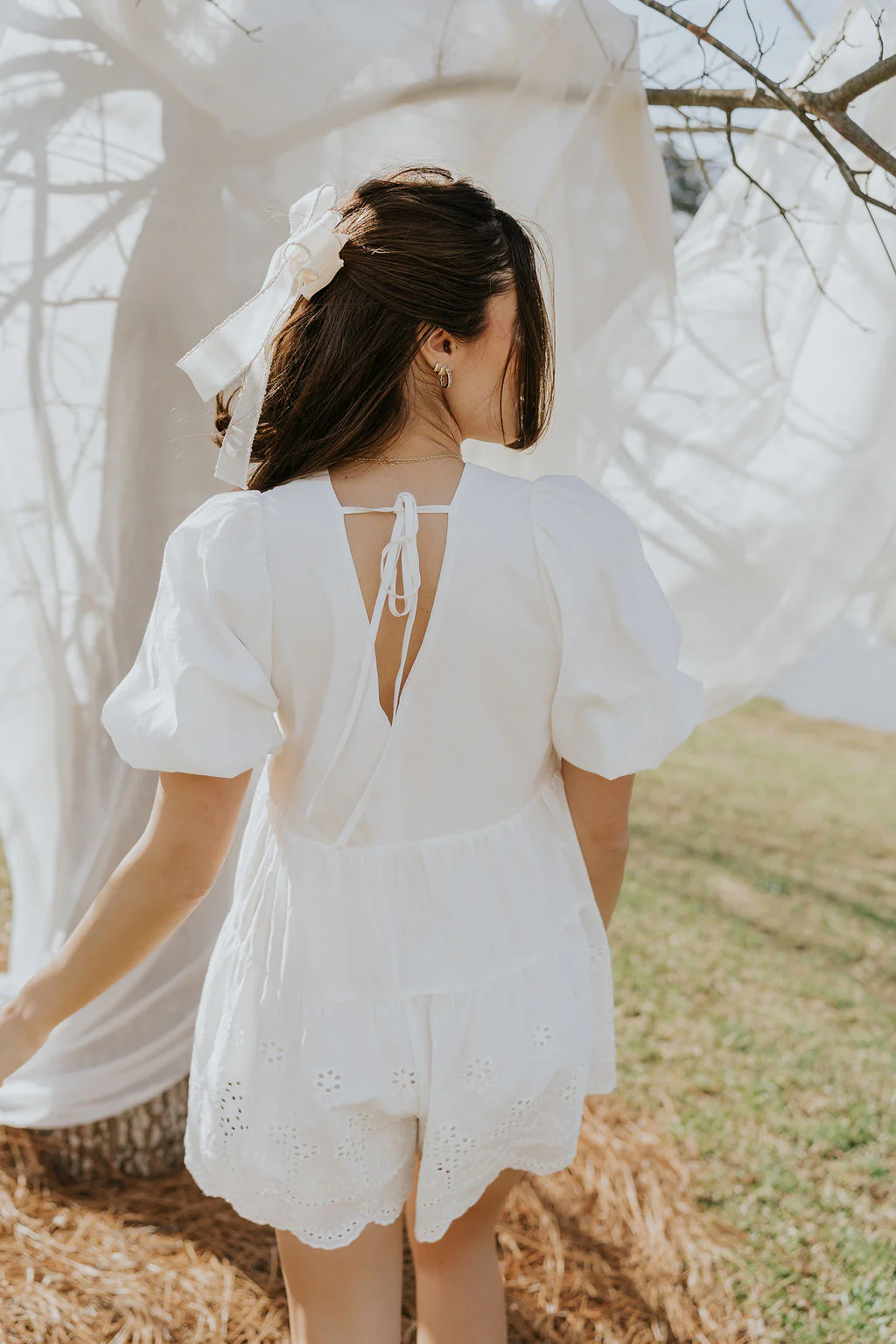 Madeline White Eyelet Romper - Image 3