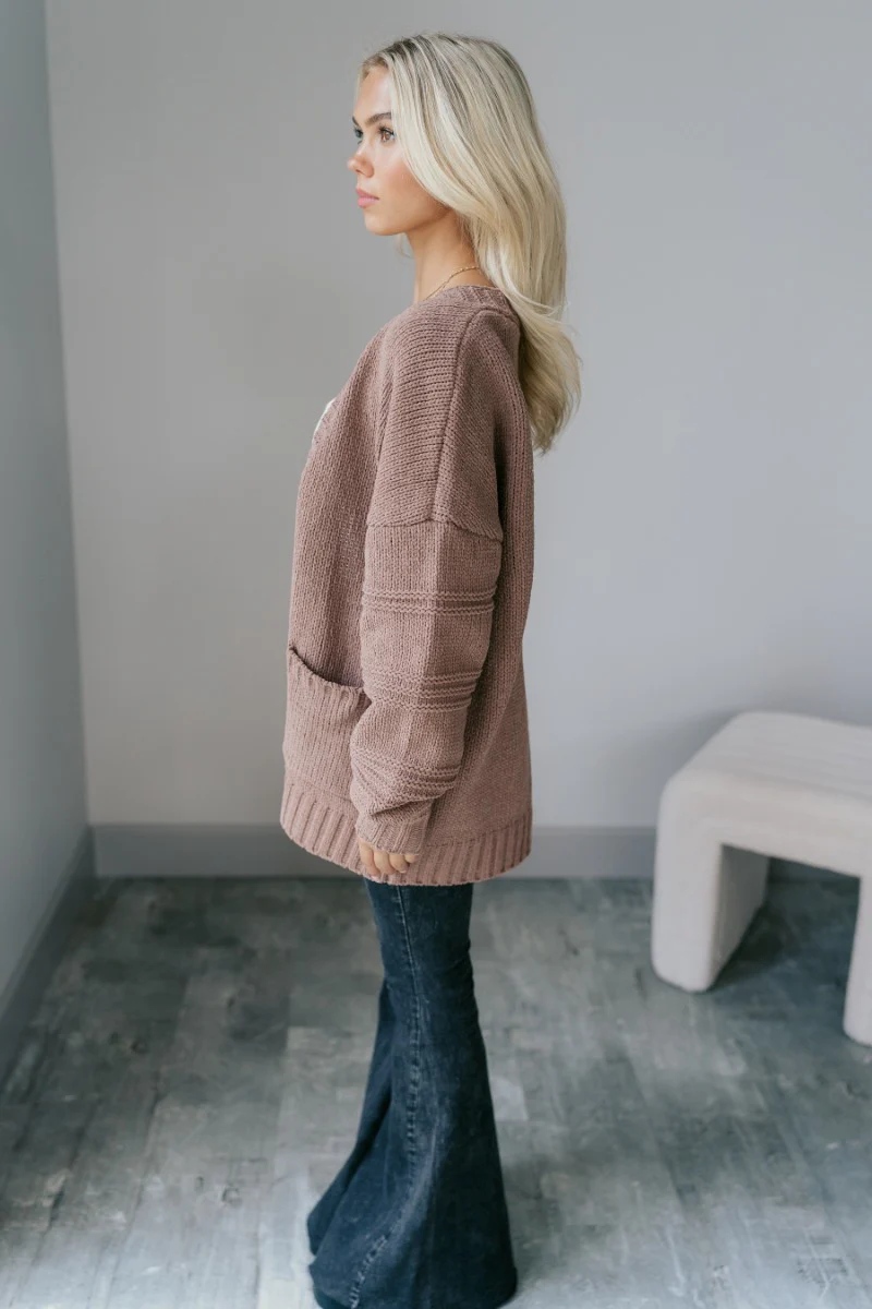 Adaline Mocha Open Front Cardigan - Image 4