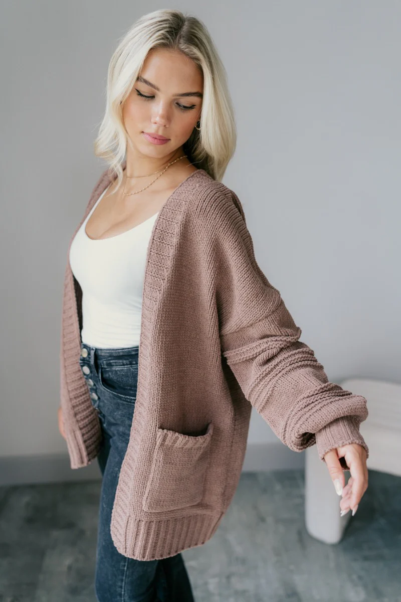 Adaline Mocha Open Front Cardigan - Image 6
