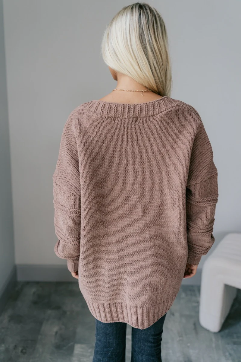 Adaline Mocha Open Front Cardigan - Image 8