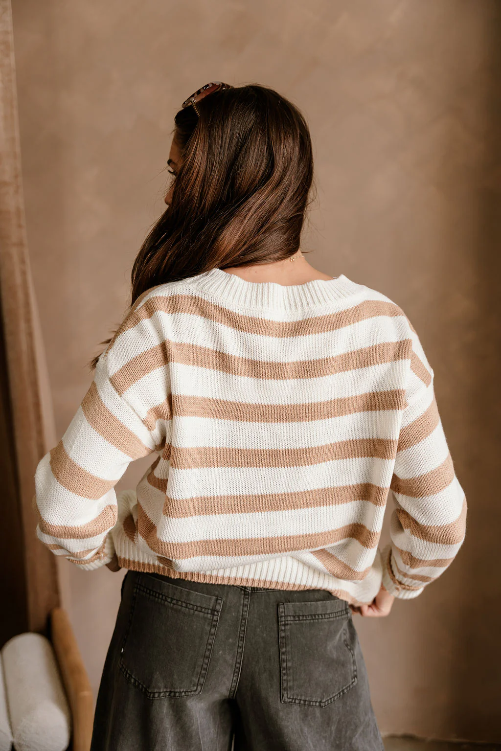 Adalyn Tan & White Stripe Knit Sweater - Image 10