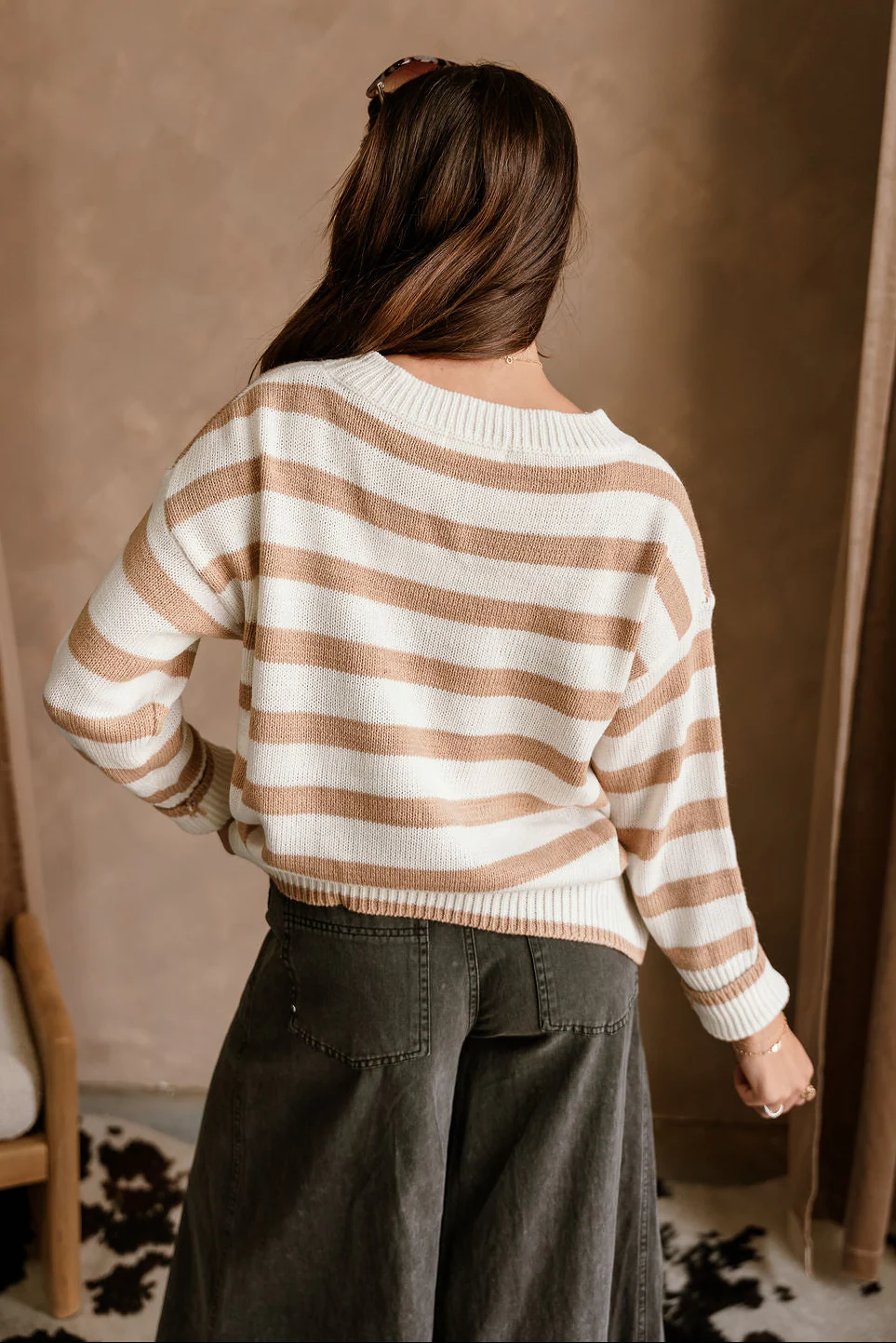Adalyn Tan & White Stripe Knit Sweater - Image 11