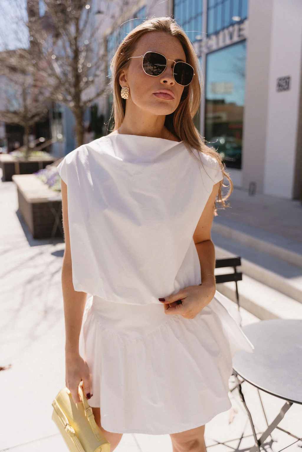 Adalyn White Bubble Cropped Top