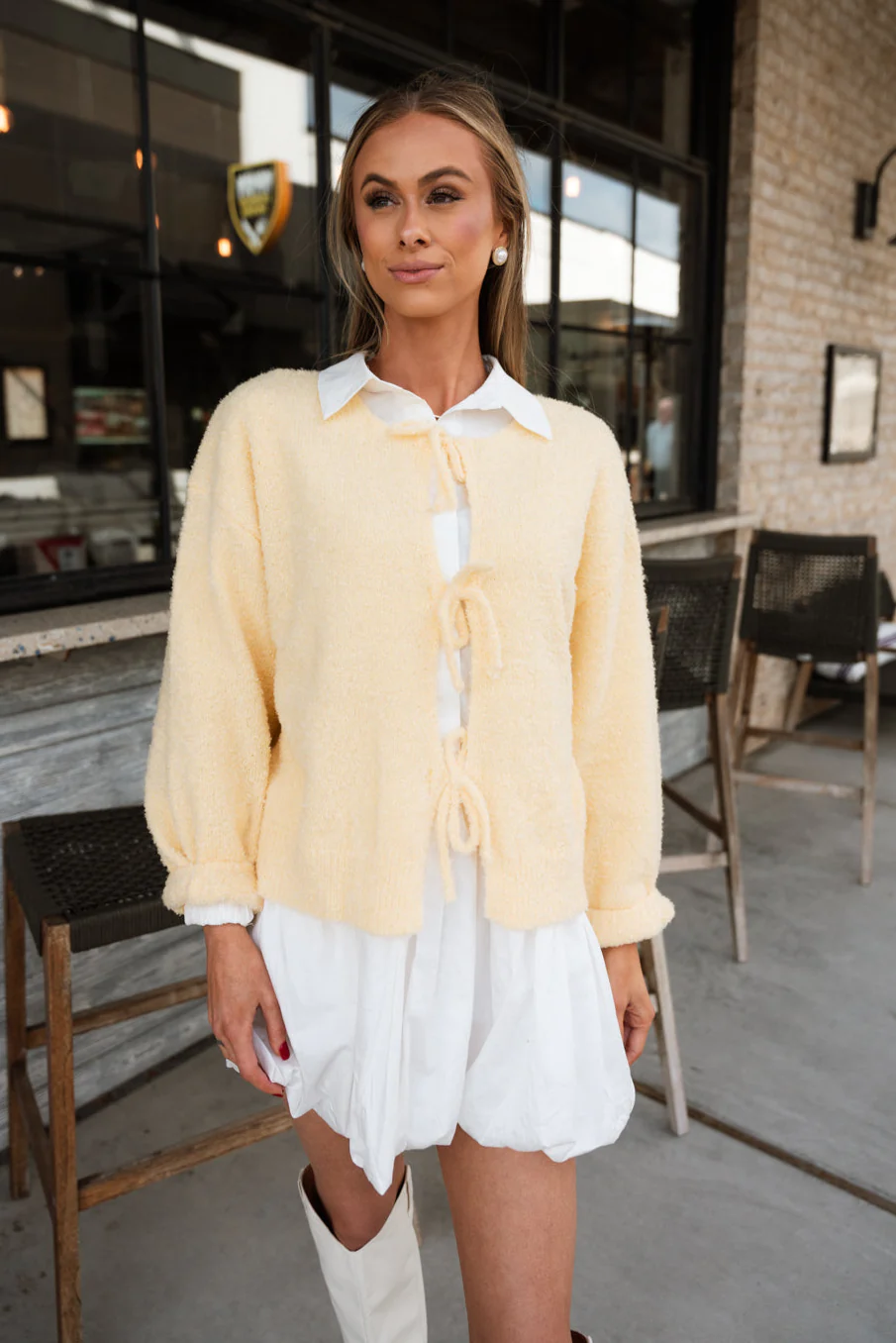 Addilyn Yellow Bows Knit Cardigan