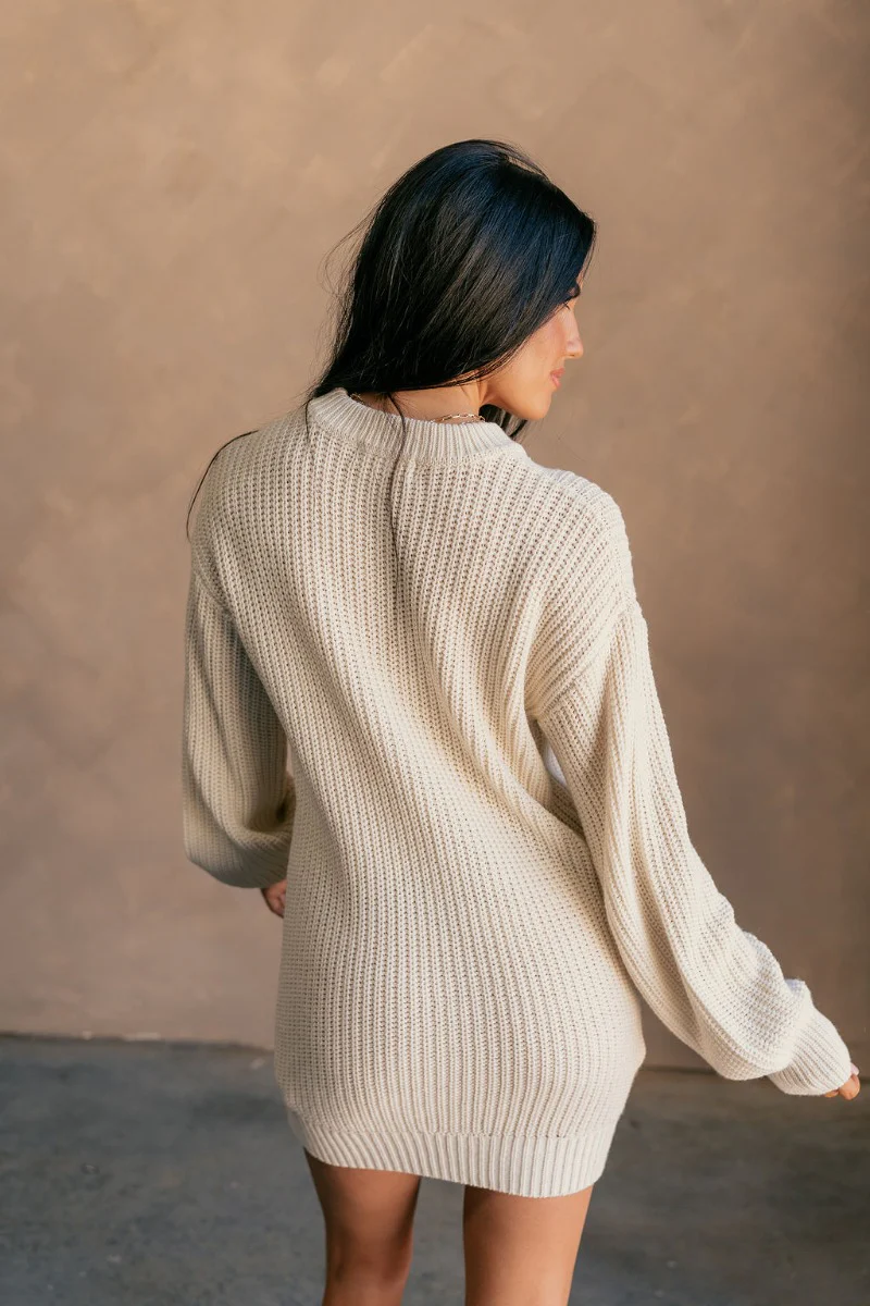 Adley Cream Cable Knit Sweater Dress - Image 8