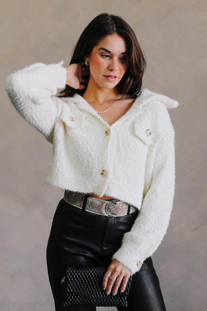 Adriana Cream Cropped Popcorn Shacket