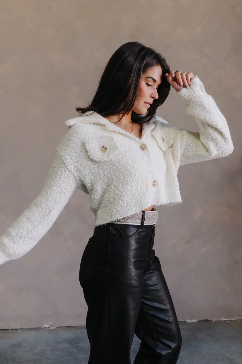 Adriana Cream Cropped Popcorn Shacket - Image 6