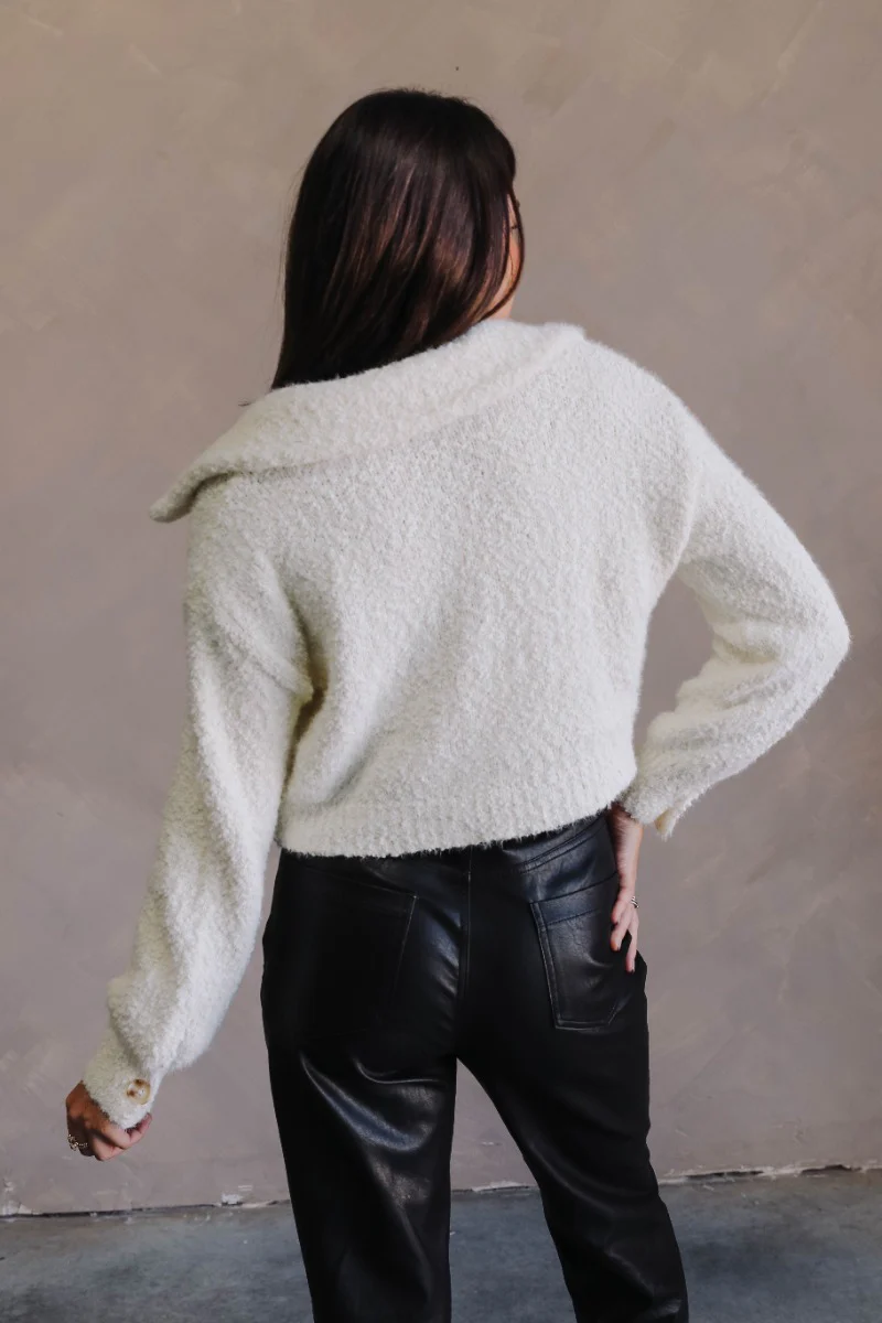 Adriana Cream Cropped Popcorn Shacket - Image 8