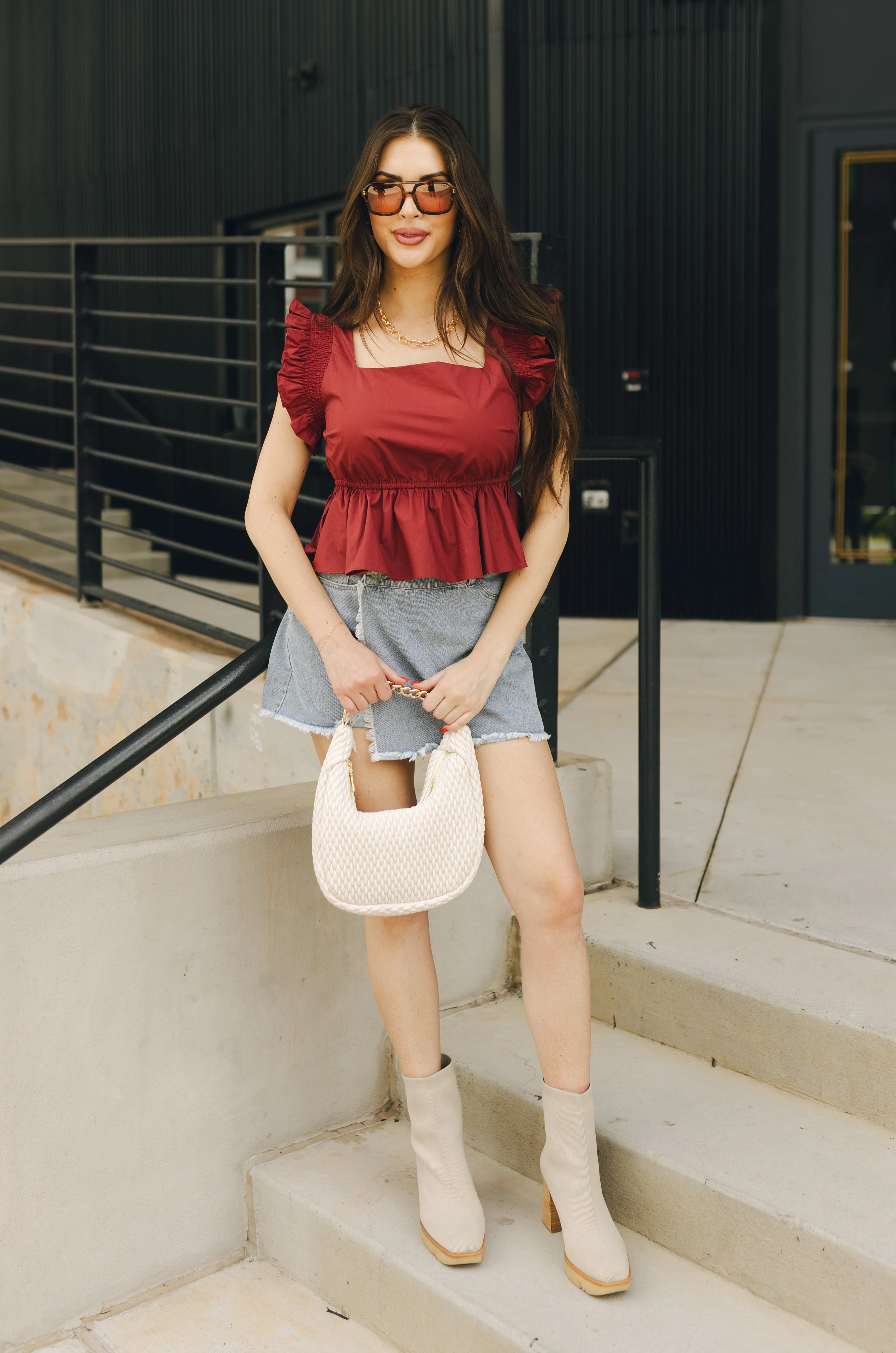 Adriane Burgundy Ruffle Top - Image 5