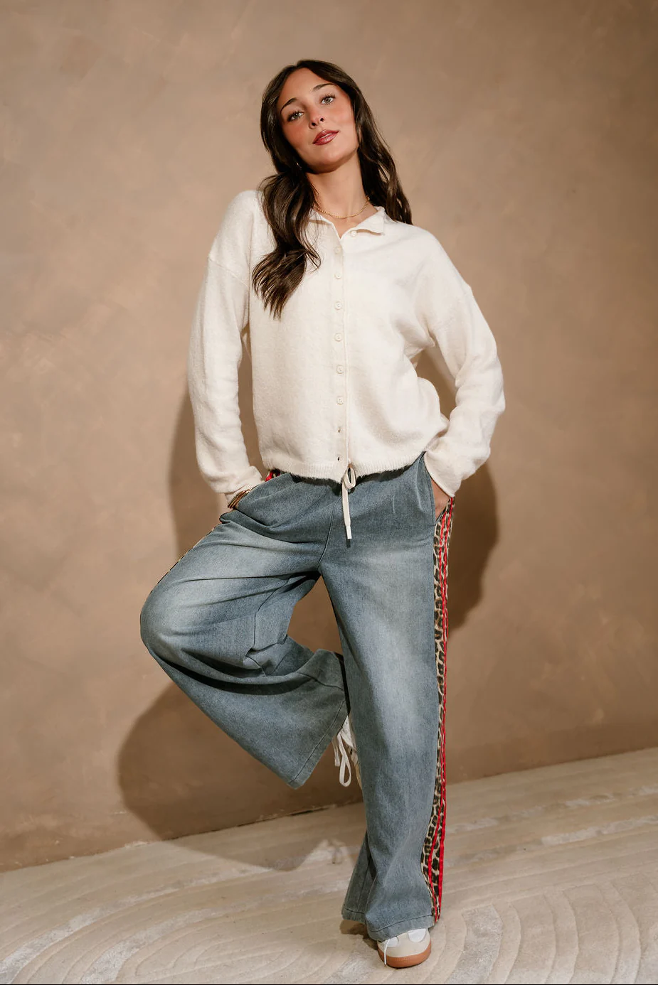 Aileen Cream Button Up Cardigan - Image 3
