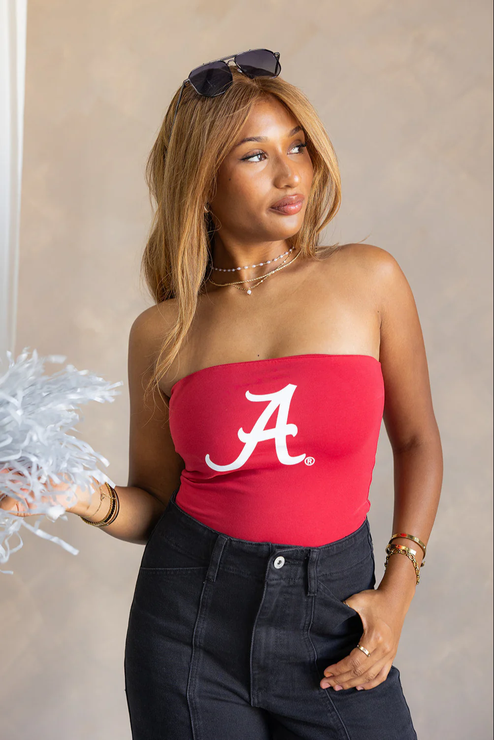 Alabama "A" Crimson & White Tube Top