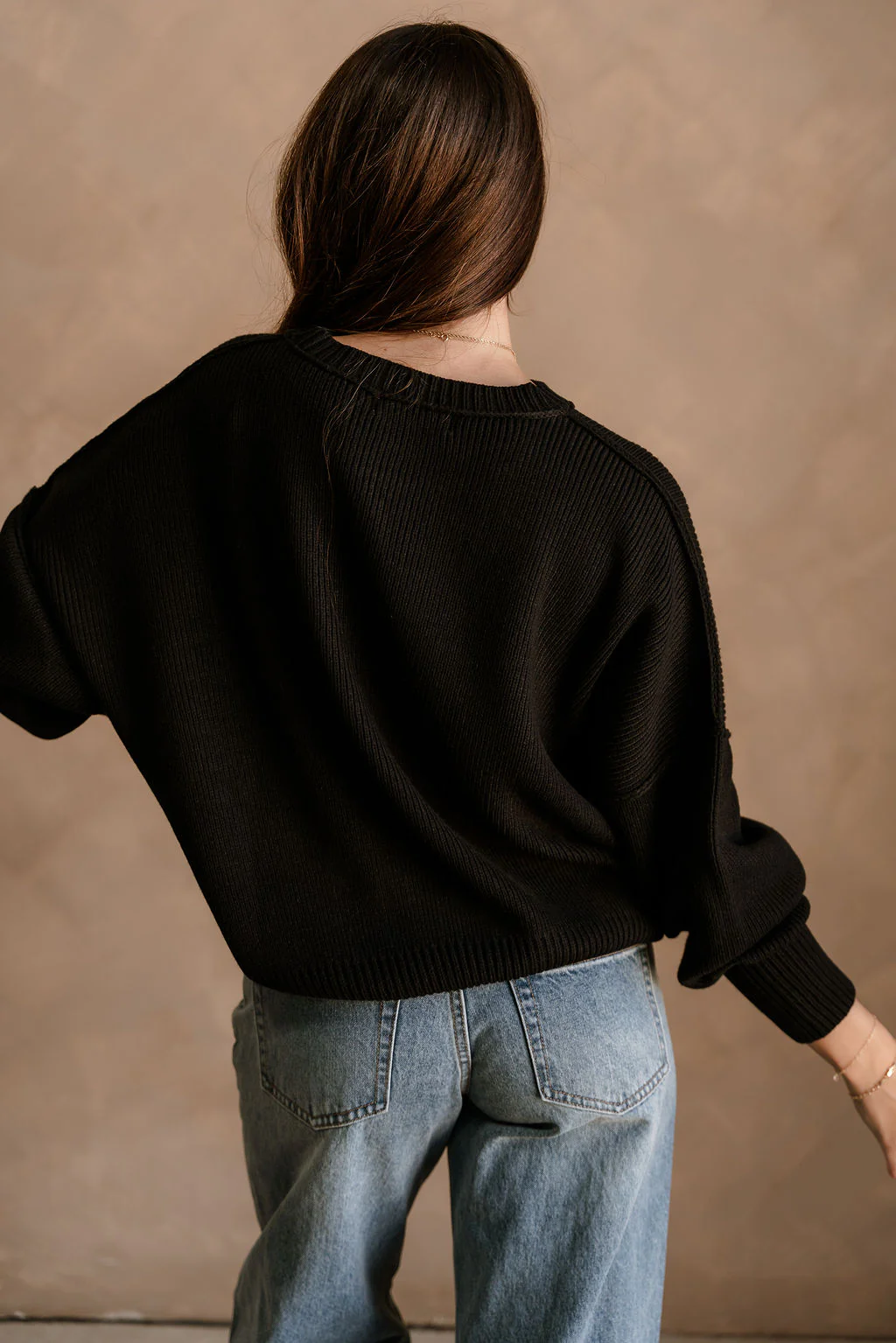 Alaina Black Ribbed Knit Sweater - Image 10