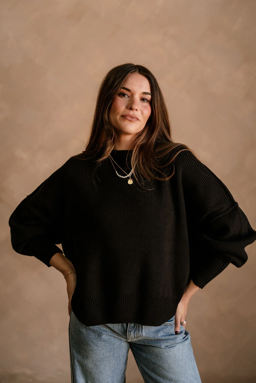 Alaina Black Ribbed Knit Sweater - Image 8