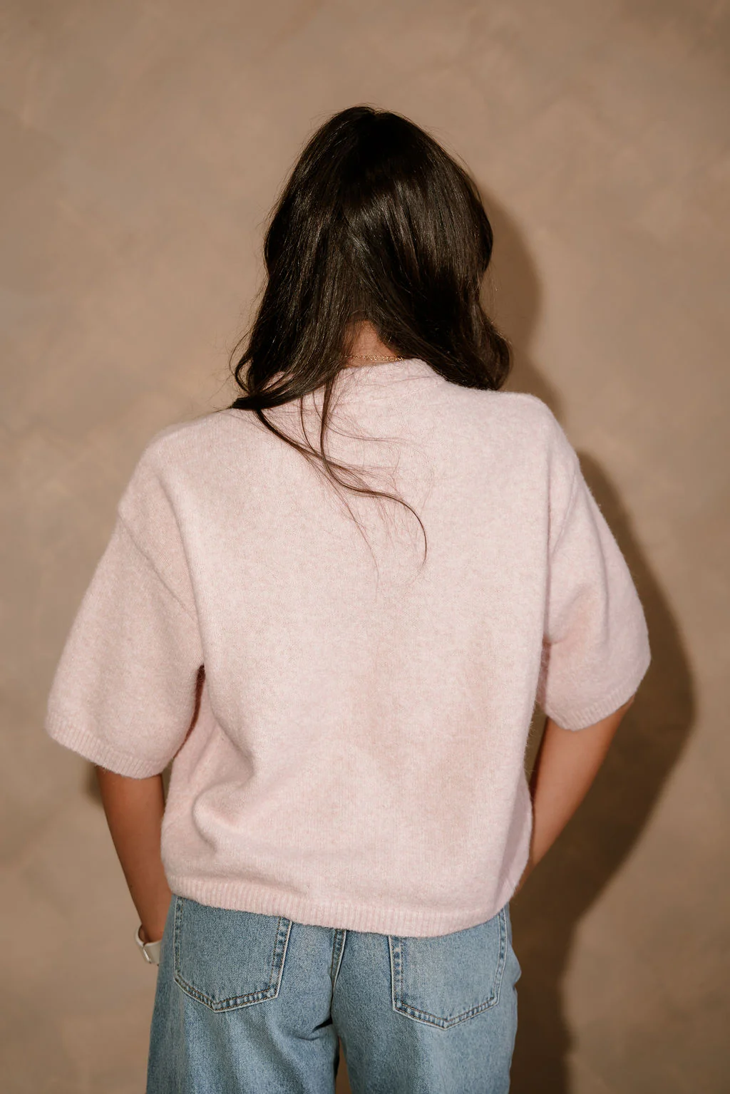 Alaina Light Pink Short Sleeve Sweater - Image 8