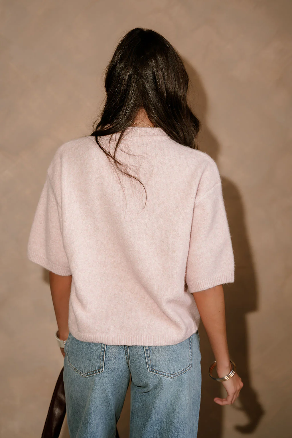 Alaina Light Pink Short Sleeve Sweater - Image 9