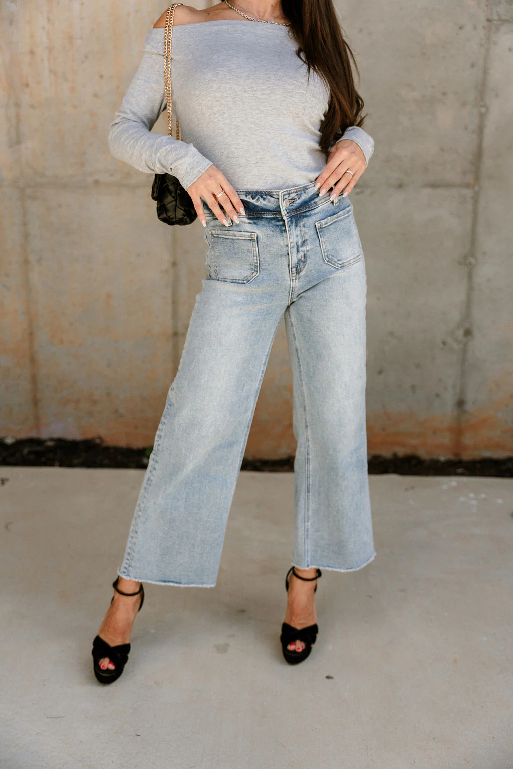Alaina Light Wash Cropped Flare Jeans - Image 7