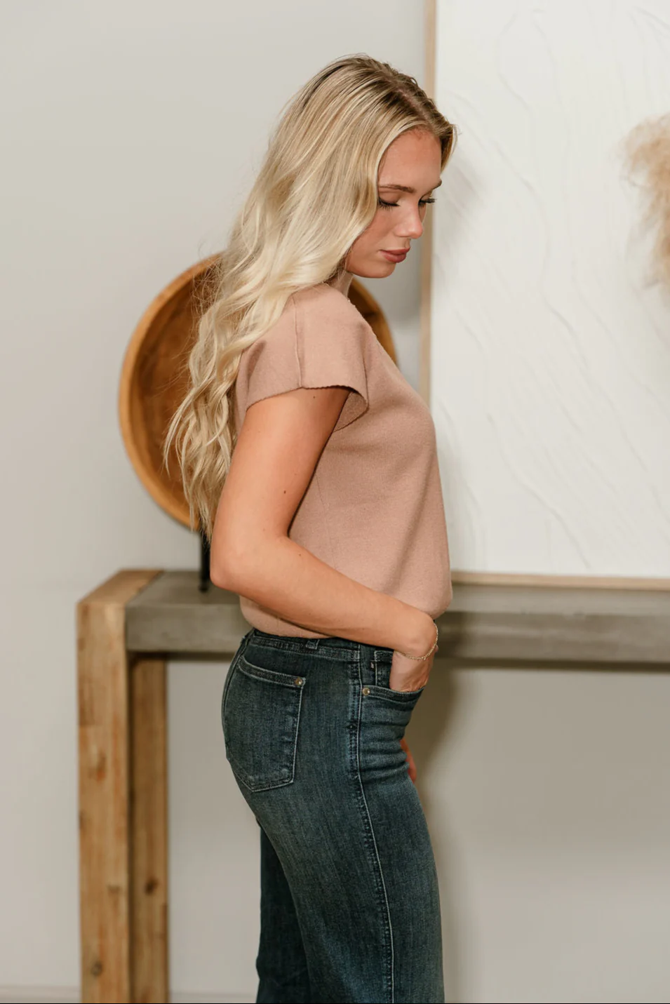 Alana Light Mocha Short Sleeve Sweater - Image 6