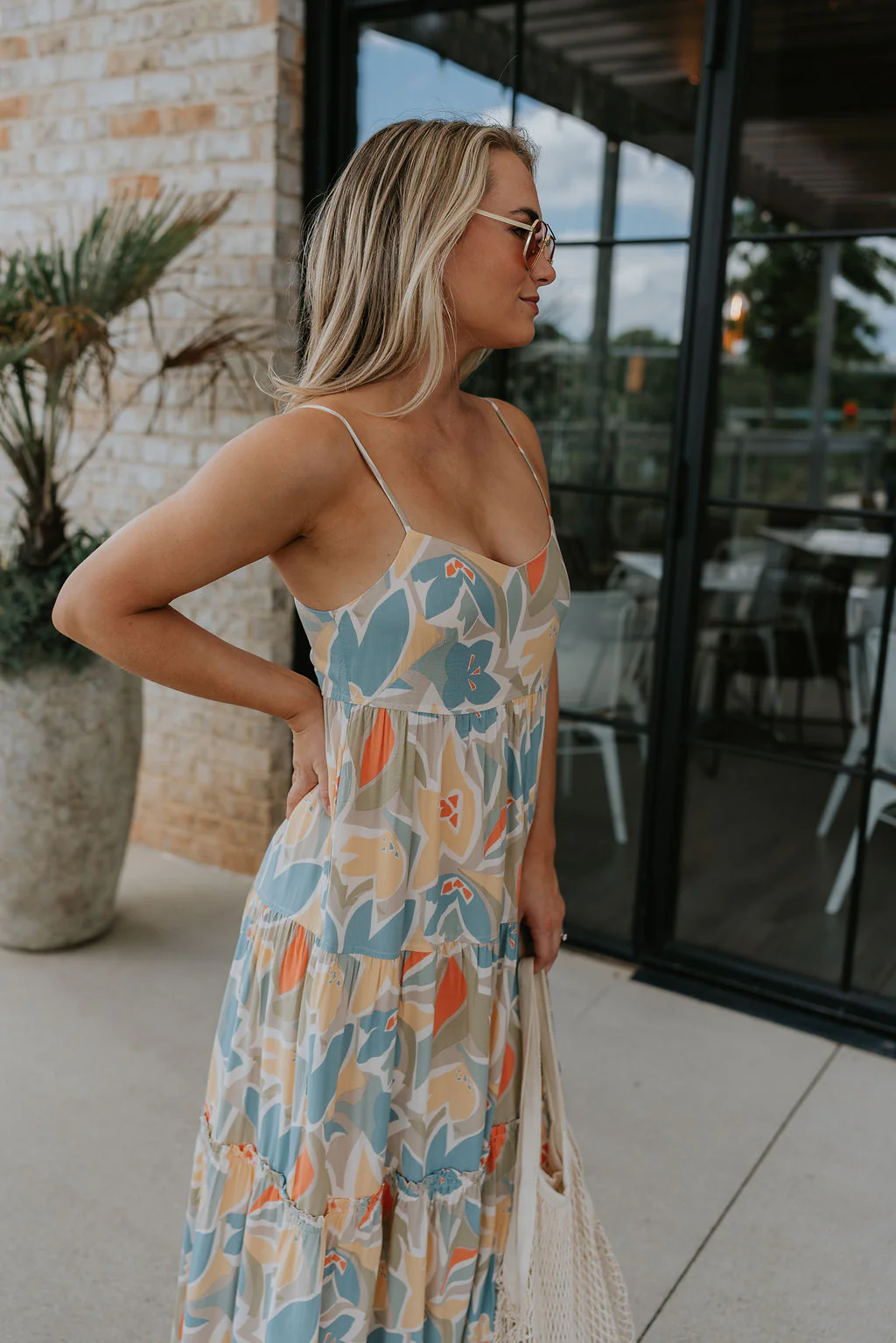 Alana Taupe Multi Floral Midi Dress - Image 4