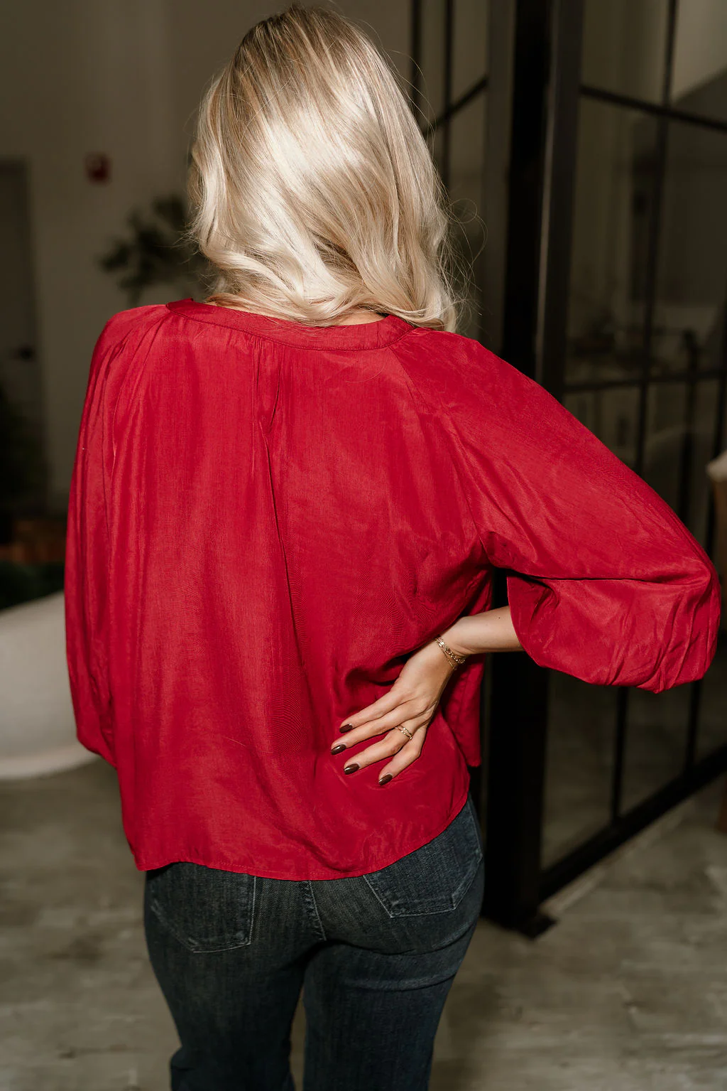 Alanna Deep Red Long Sleeve Top - Image 5