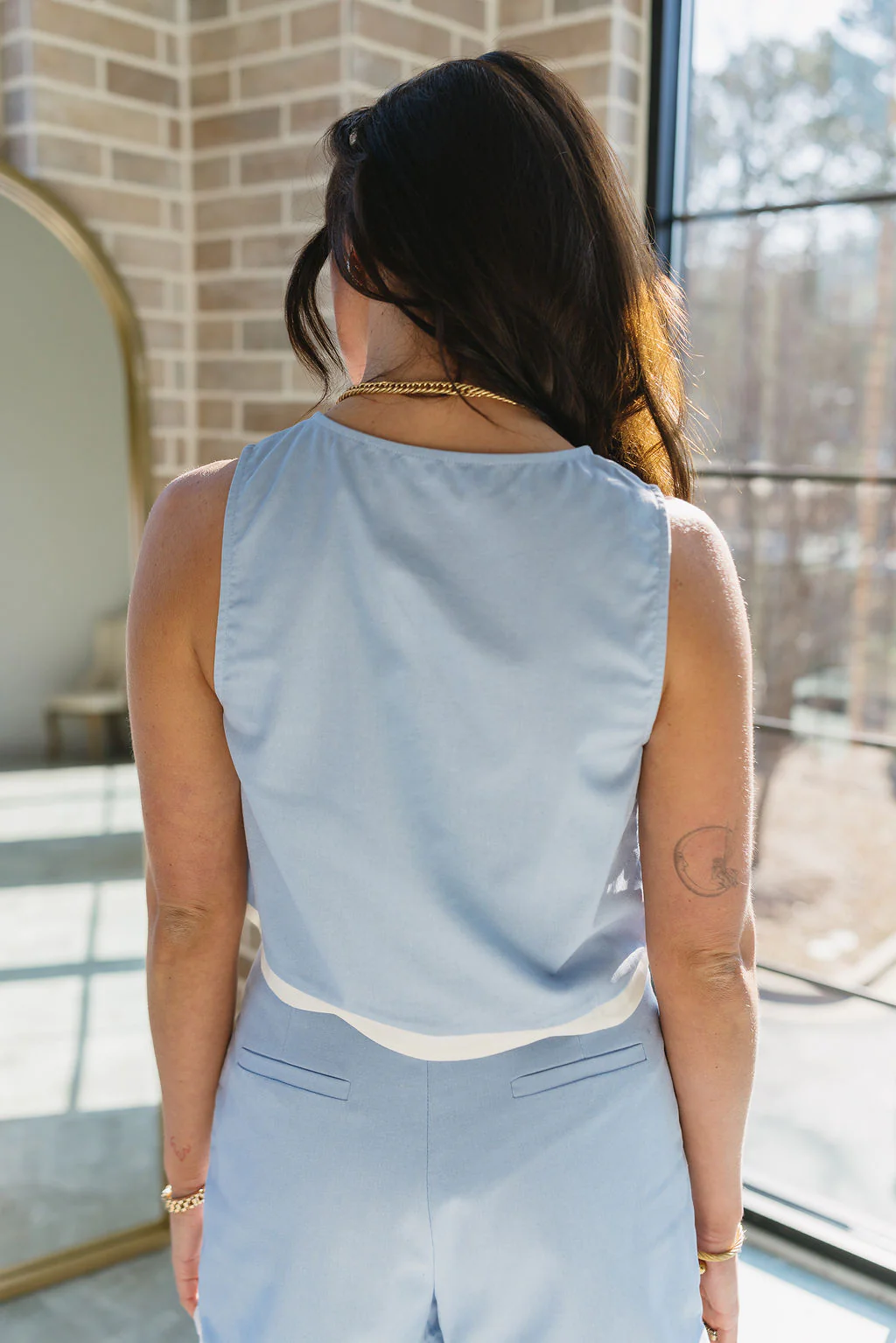 Alayah Light Blue & White Scallop Tank - Image 4