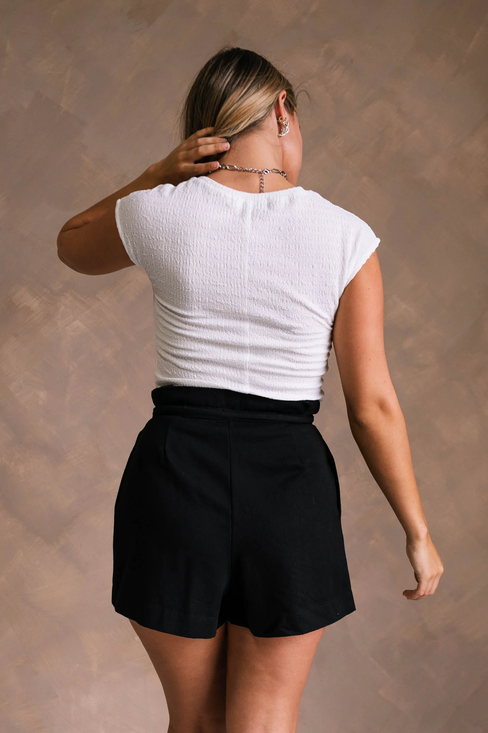 Aleena Black Tie Waist Shorts - Image 9