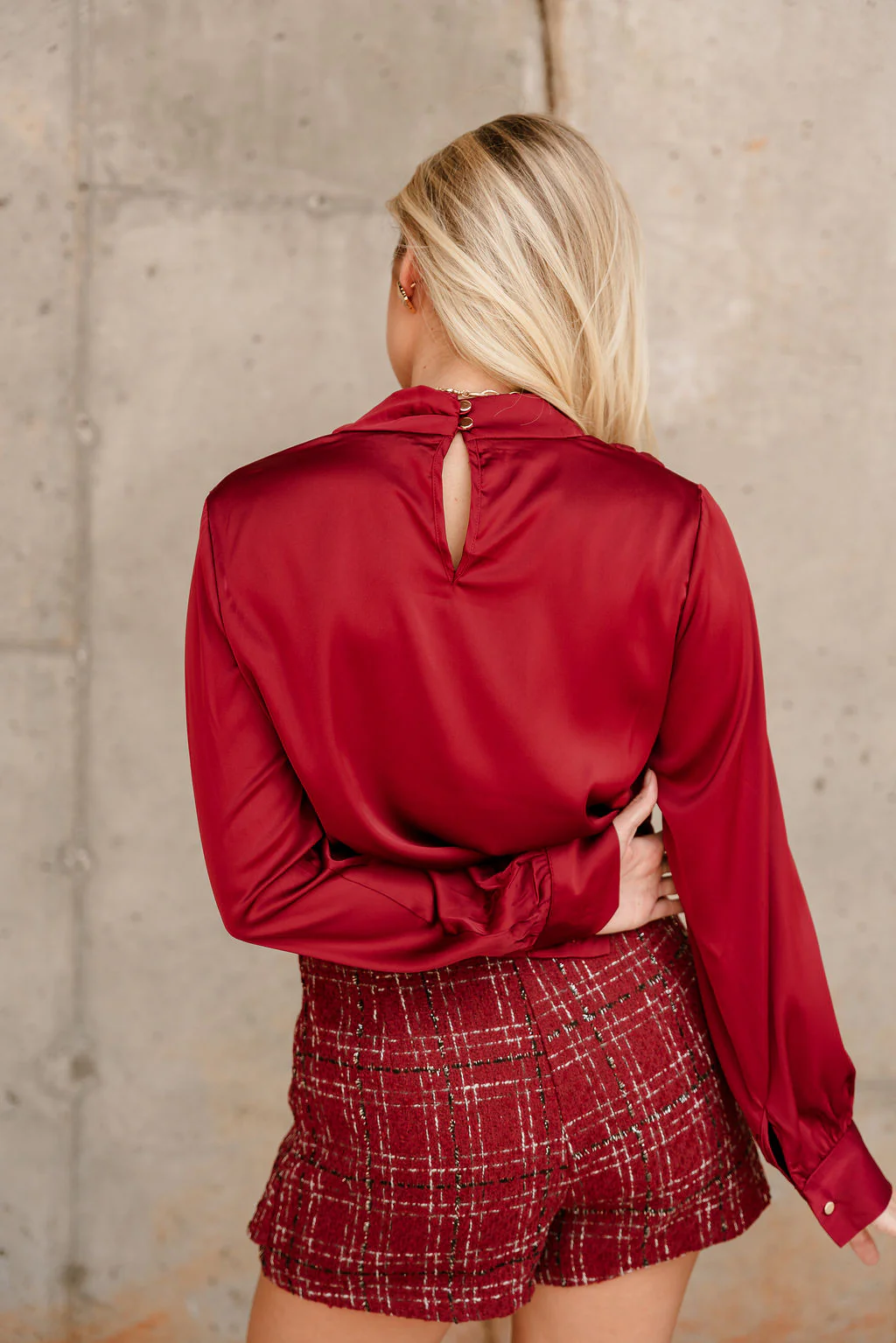 Aleena Burgundy Red Satin Top - Image 11