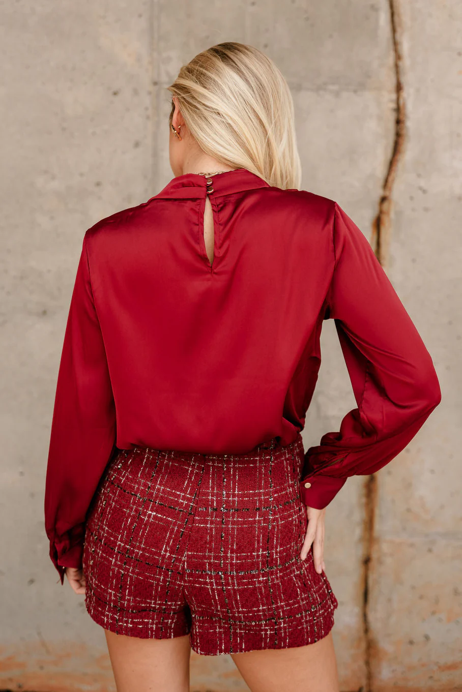 Aleena Burgundy Red Satin Top - Image 4