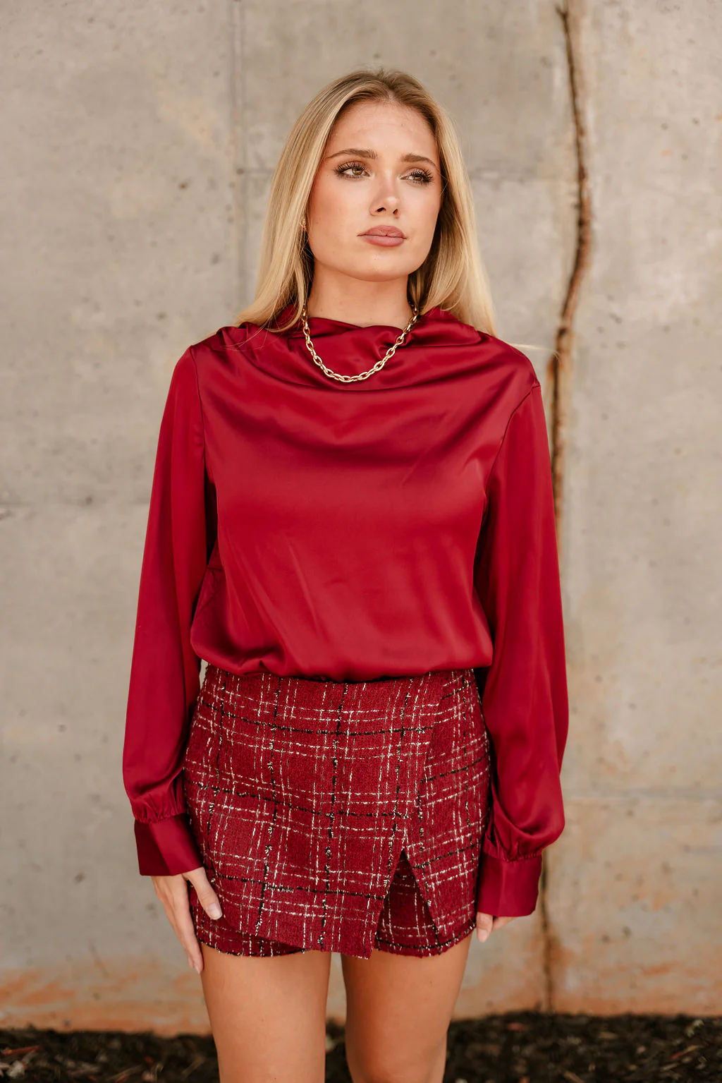 Aleena Burgundy Red Satin Top - Image 5