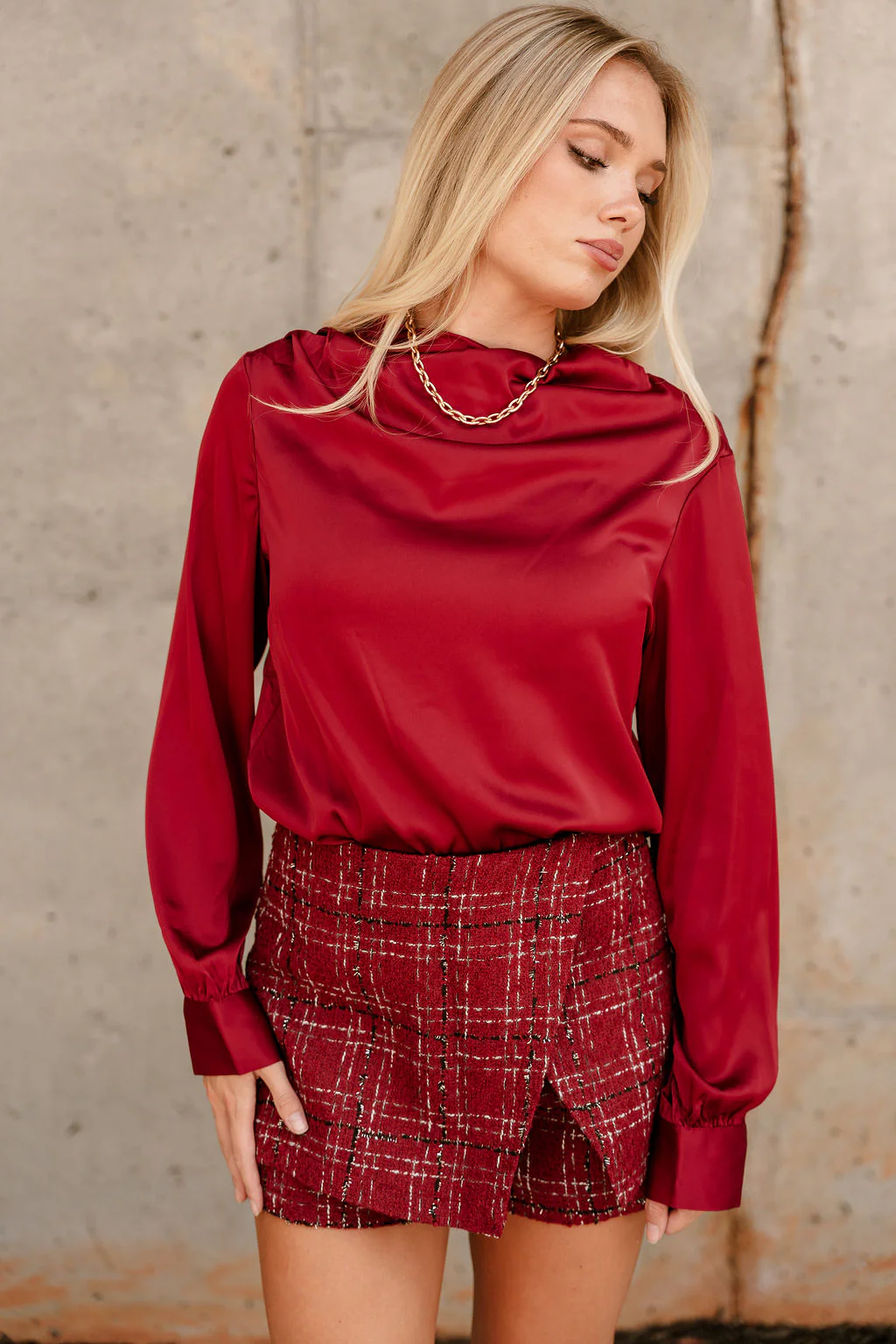 Aleena Burgundy Red Satin Top - Image 6