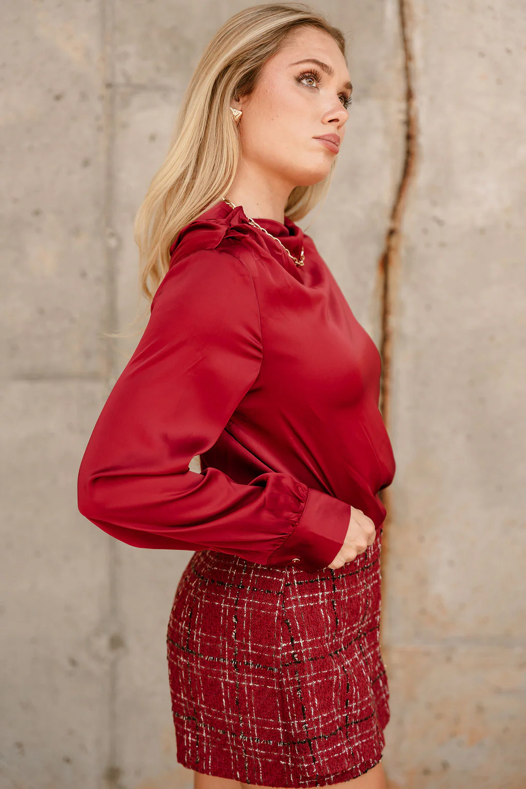 Aleena Burgundy Red Satin Top - Image 7