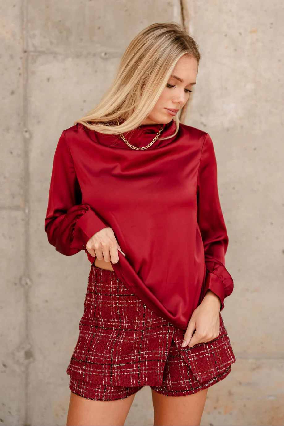 Aleena Burgundy Red Satin Top - Image 8