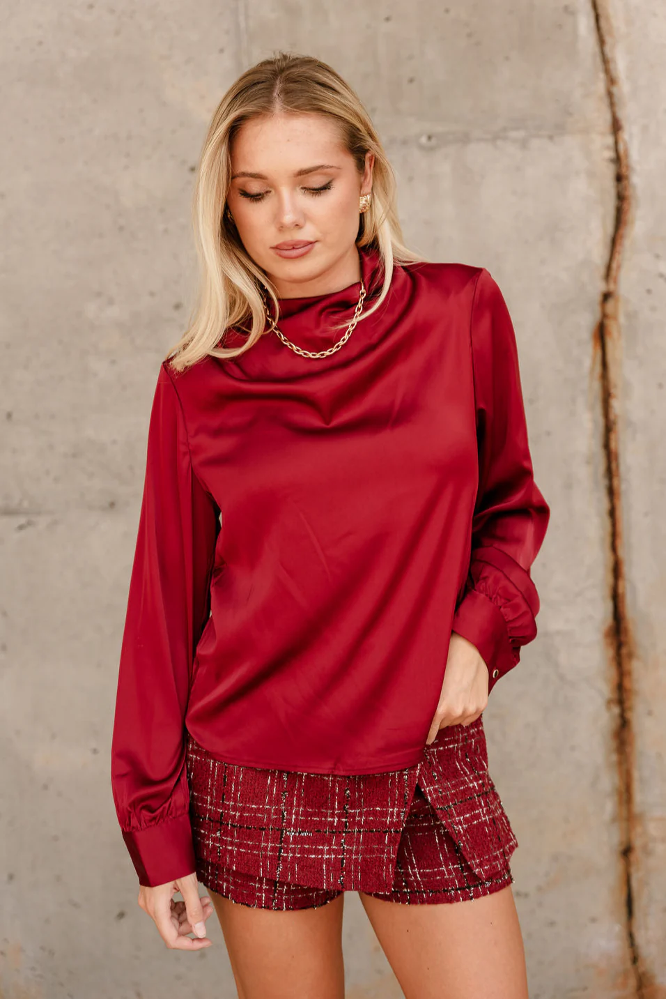 Aleena Burgundy Red Satin Top - Image 9