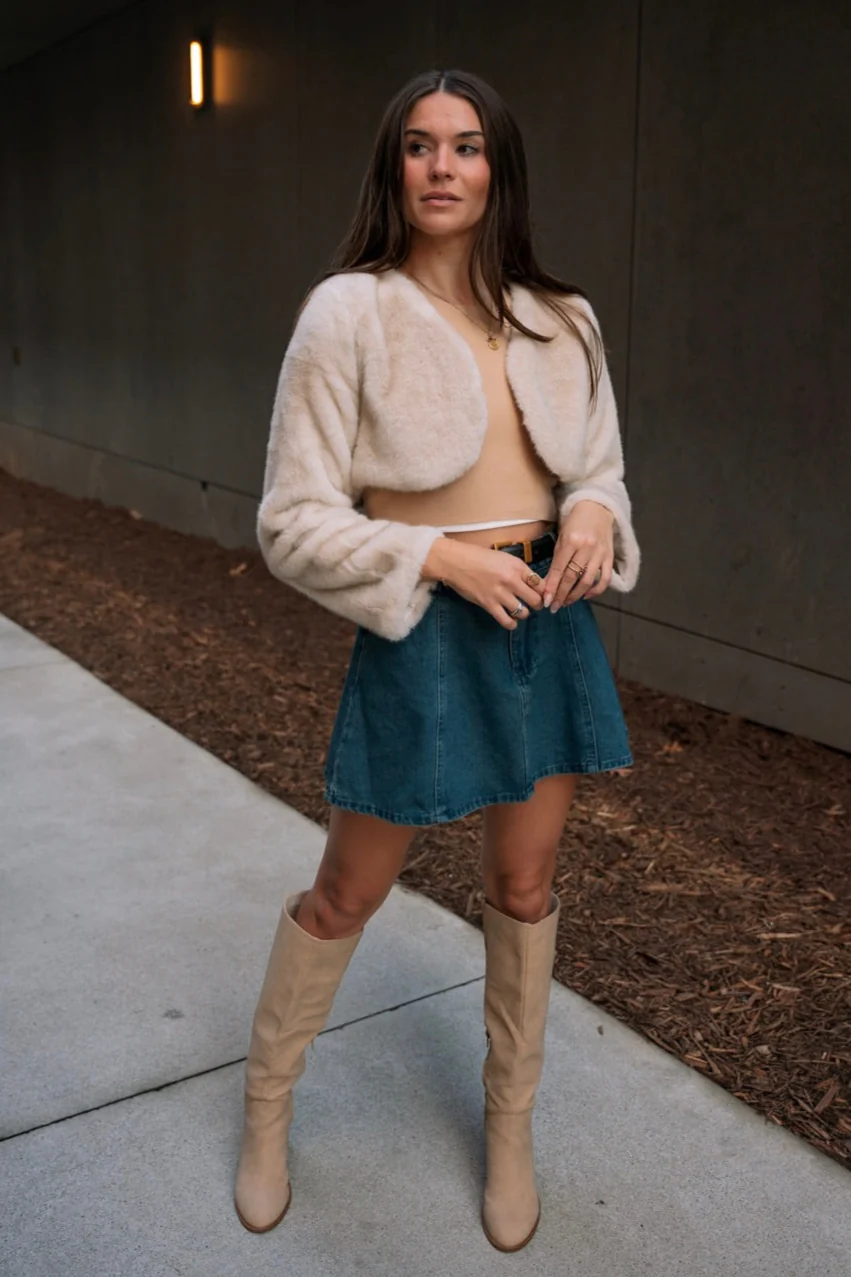 Aleena Dark Denim Flare Mini Skirt