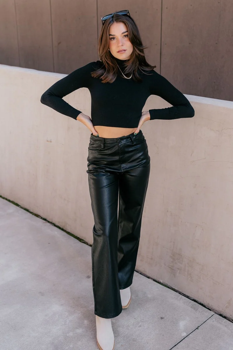 Alexis Black Faux Leather Pants