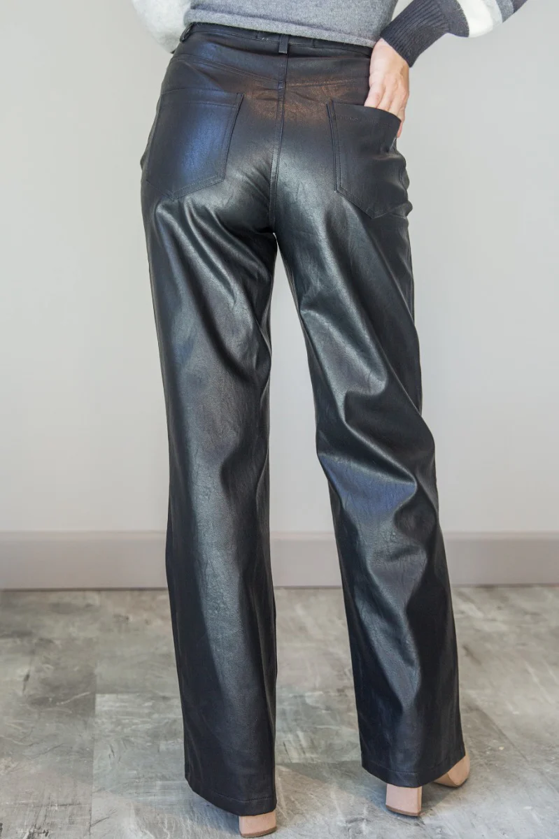 Alexis Black Faux Leather Pants - Image 6