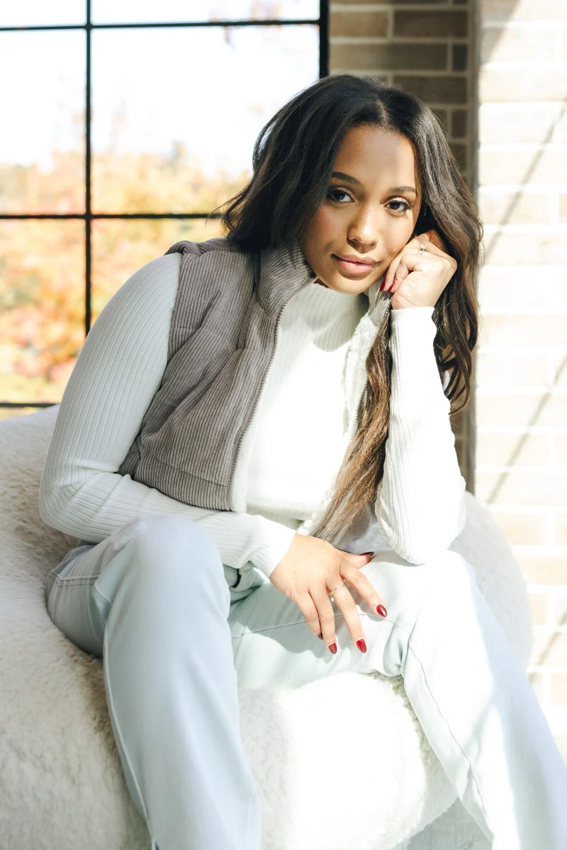 Aliana Grey Corduroy & Sherpa Puffer Vest - Image 6