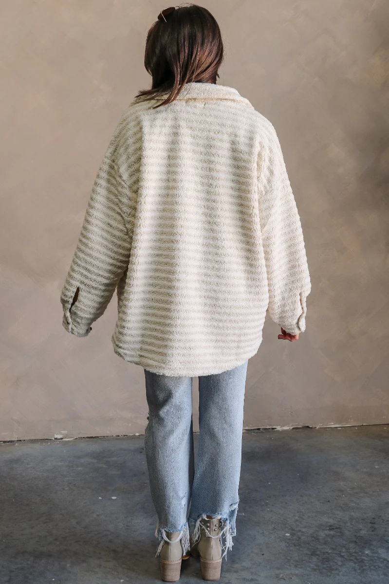 Alice Ivory Sherpa Long Sleeve Jacket - Image 8